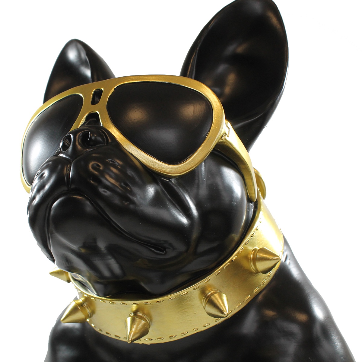 Französische Bulldogge Deko Hundefigur Siggi XL m. Brille Deko Bulldogge  schwarz
