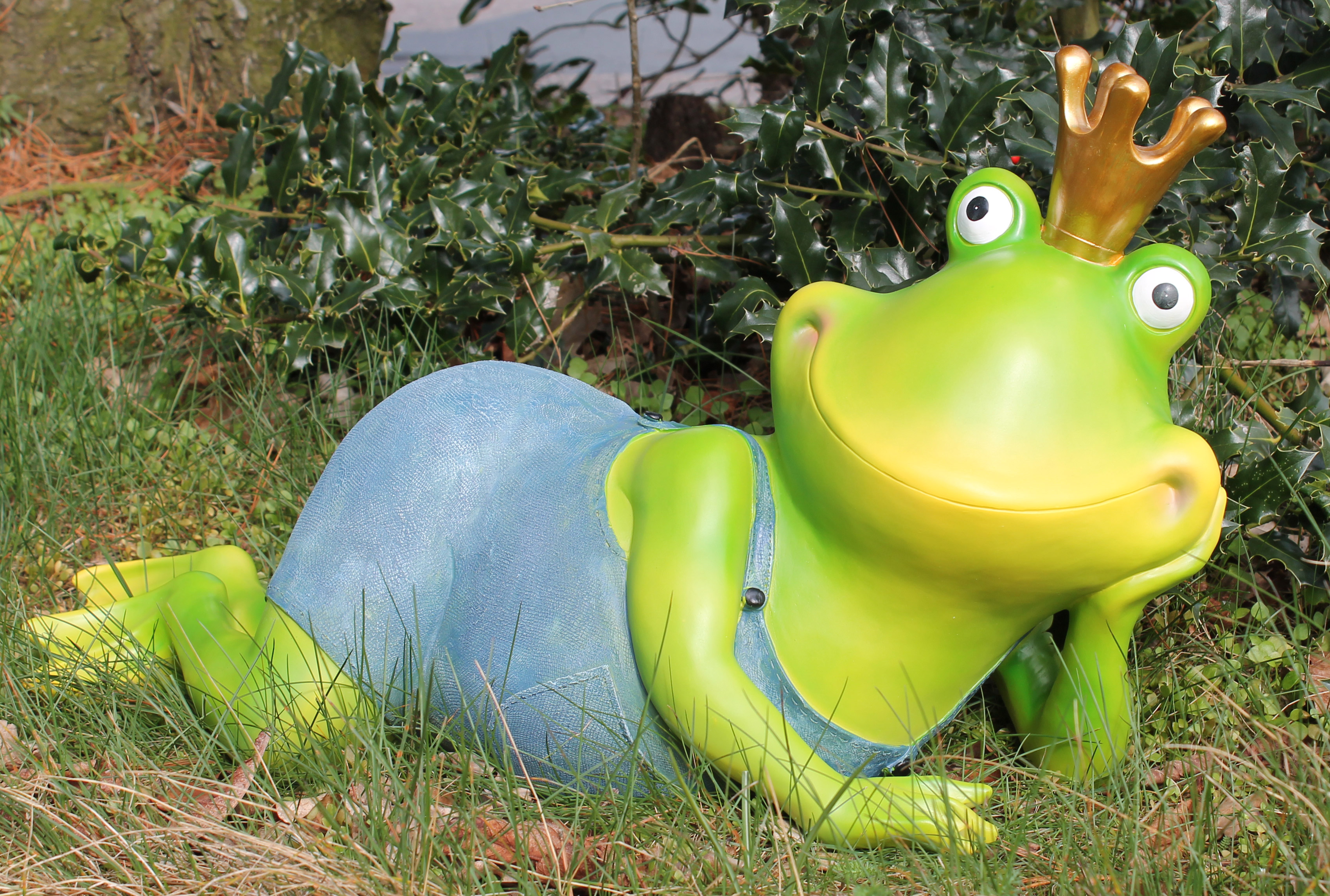 DEKOFIGUR GROßER Frosch liegend 83 cm Gartenfigur Froschkönig Frösche ...