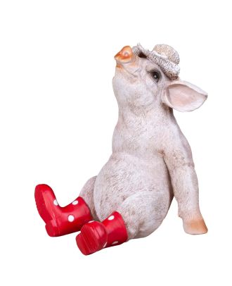 Deko Schwein Erich mit Hut und Stiefel Schweine Figuren Garten Dekofigur Schweinchen
