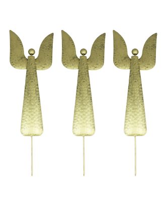 Gartenstecker 3er Set Weihnachtsengel Engel aus Metall Höhe 64 cm Farbe Gold Beetstecker Metallfigur Dekofigur
