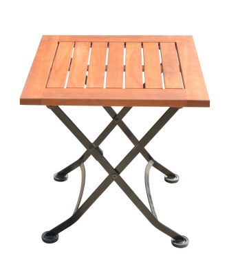 Beistelltisch Gartentisch WIEN klappbar quadratisch Länge 45 cm Stahlgestell lackiert Holz Eukalyptus FSC 100%