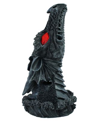 Dekofigur Drachenkopf mit rotem Auge Gothic Mystery Drachenskulptur