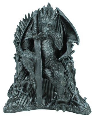 Dekofigur Drachenfigur Drache auf Thron mit Schwert Mystic Gothic Fantasy Figur