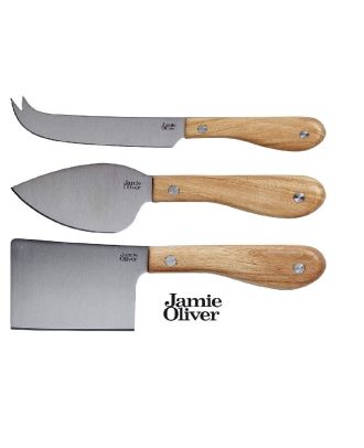 Jamie Oliver Käsemesser Set mit Holzgriff Edelstahl Klinge 3 Stück Käsemesserset Holz