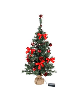 Künstlicher Weihnachtsbaum mit Beleuchtung 75 cm grün 20 LED's warmweiß Tannenbaum mit Deko