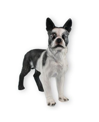 Dekofigur Französische Dogge Apollo Hund schwarz weiß Höhe 50,5 cm Tierfigur Hundefigur Hundedeko Gartendeko vorne