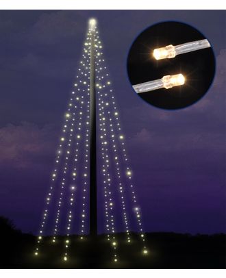 Fahnenmast Beleuchtung Lichterkette LED außen 400 LED warmweiss Timer Weihnachtsbeleuchtung