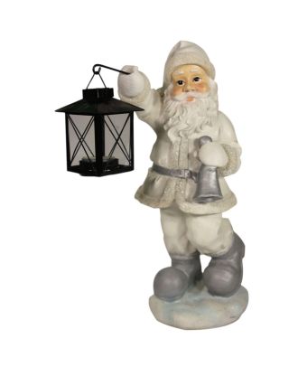 Weihnachtsmann Figur mit Teelichthalterung weiß silber Weihnachts Dekoration 