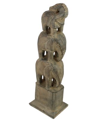 Elefanten Figur Holz 3 Elefanten handgeschnitzt Elefanten Deko Figuren Skulpturen