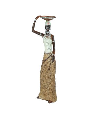 Afrika Deko Figur Frau mit Schale auf dem Kopf Afrikanische Dekofiguren