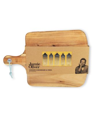 Jamie Oliver Käsebrett Holz mit 5 Gabeln Holz Käsebrett Servierbrett Käsebrett