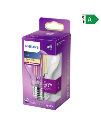 Philips LED Leuchtmittel E27 7W (60W) warmweiß 2700K [Energieklasse A++]