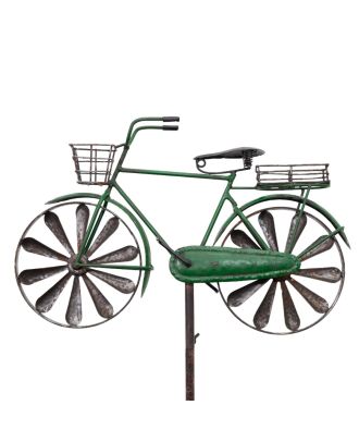 Windspiel Fahrrad Citybike Metallwindrad Herren Fahrrad grün 2 Windräder kugelgelagert