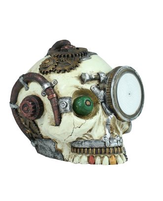 Dekofigur Steampunk Totenkopf mit Plasmalampe Science-Fiction Deko Dekoration