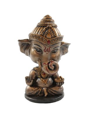Ganesha Figur mit Wackelkopf hinduistische Dekofigur indische Gottheit bronziert Gott Ganesha