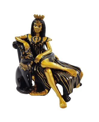 Dekofigur Kleopatra Skulptur Kleopatra mit Bastet Ägyptische Deko Ägyptische Götter