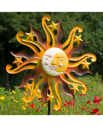 Windspiel Sunface AUTUMN Metallwindrad Sonne Garten Deko