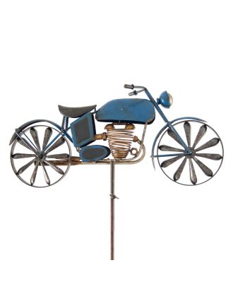 Windspiel Metall Motorrad Metallwindrad Motorcycle blau Garten Dekoration 
