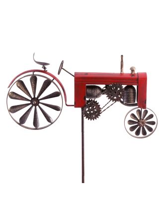 Windspiel Metall Traktor Metallwindrad Trecker rot Garten Dekoration 
