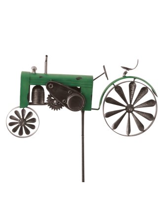 Windrad Windspiel Trecker Traktor grün Metall Windrad Garten Dekoration Doppel Windrad