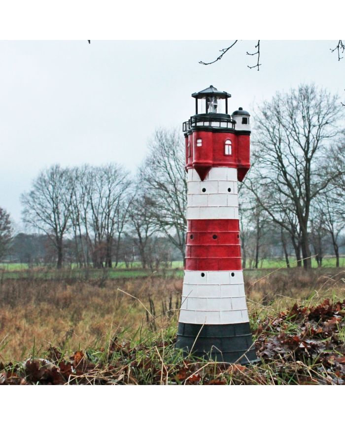 SOLAR Leuchtturm "Roter Sand" Höhe 78cm mit LED Gartendeko Neu 