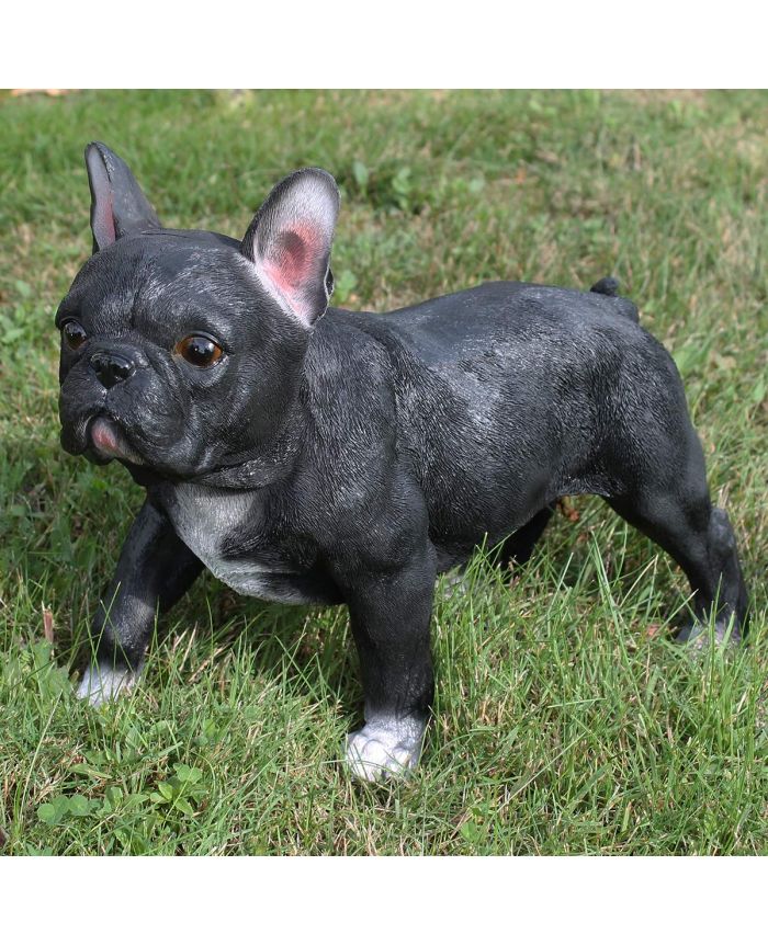 Hunde Figur Französische Bulldogge Figur stehend schwarz lebensechte  Hundefigur