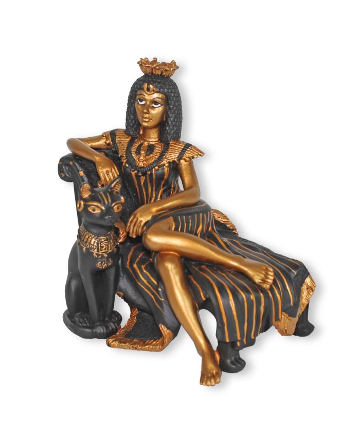 Ägyptische Pharaonin Kleopatra mit Göttin Bastet schwarz-gold 