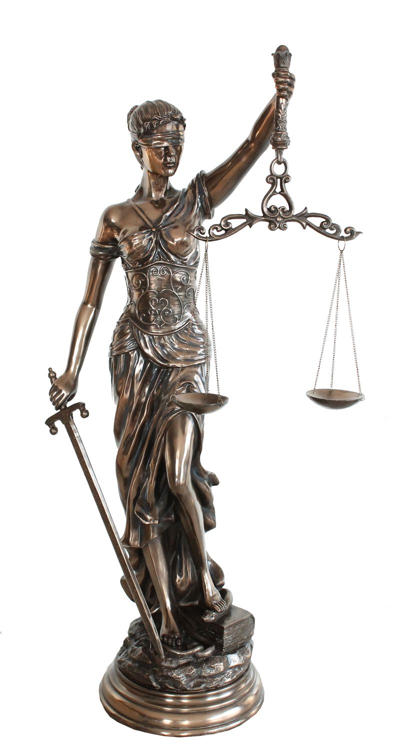 Göttin der Gerechtigkeit Justitia mit Schwert und Waage Skulptur Veronese Temide 